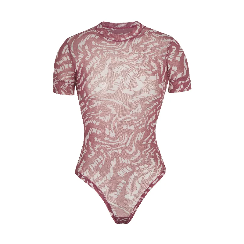 Cut - Out Bodysuits for a Trendy and Fashion - Forward StyleSUMMER MESH T-SHIRT BODYSUIT | RASPBERRY SWIRL