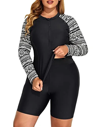 Plus size swimsuits with geometric patternsWomen's Removable Padded Rash Guard Tankini Boy Shorts-Black And White Snake Print