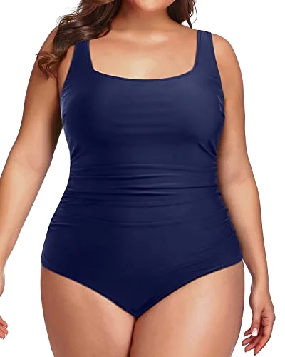 Plus size swimsuits with bust support for larger cup sizesWomen's Plus Size One Piece Swimsuit Backless Tummy Contro Bathing Suit