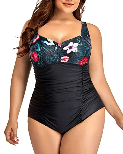 Plus size swimsuits for tropical getawaysWomen's Plus Size One Piece Swimsuits Tummy Control Vintage Ruched Bathing Suits