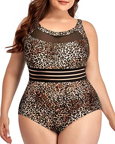 Plus size swimwear with metallic accentsConfidence-Boosting One Piece Swimsuits Plus Size-Leopard